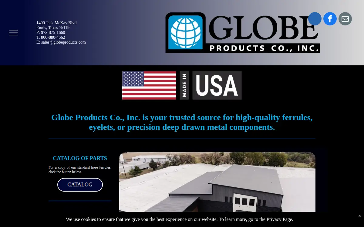 Homepage of Globe Products Company, INC.