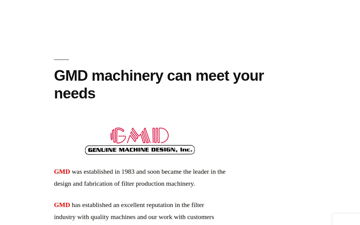Homepage of Genuine Machine Design, INC