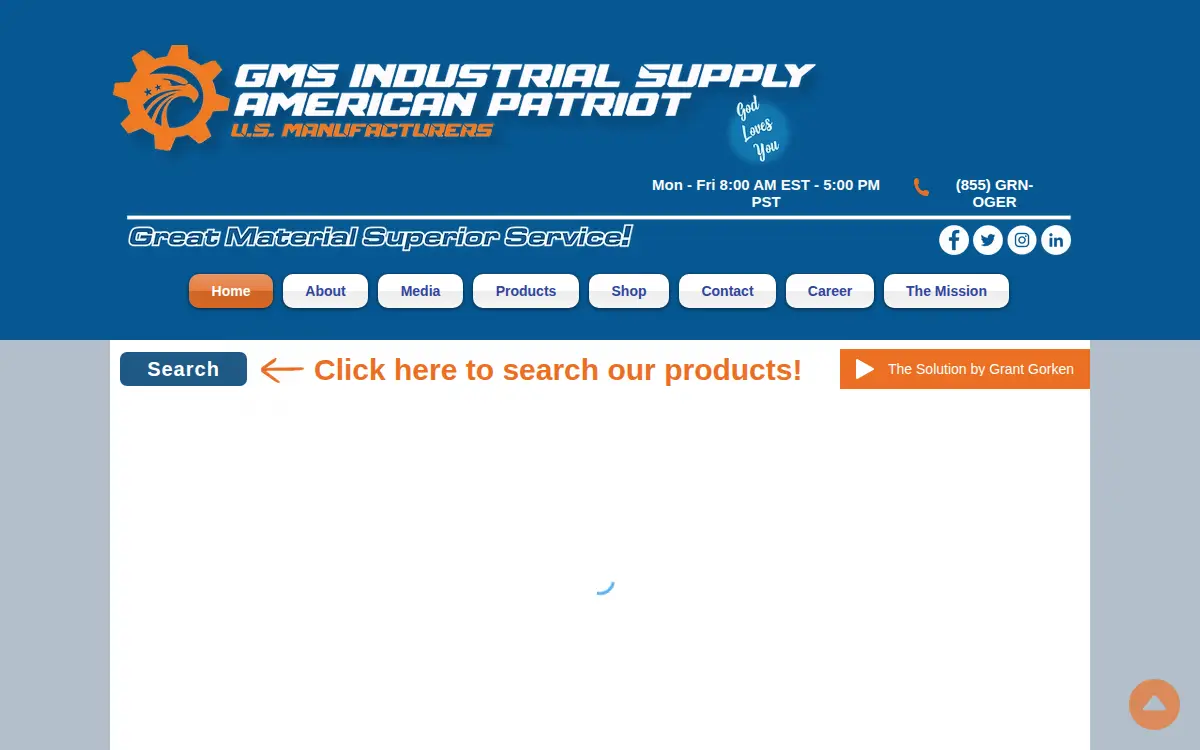 Homepage of Gms Industrial Supply, INC.