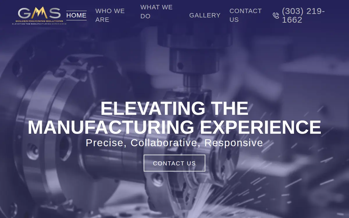 Homepage of Golden Machining Solutions, INC.