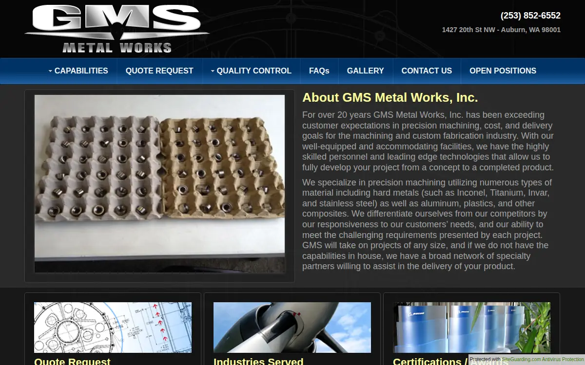 Homepage of Gms Metal Works, INC.