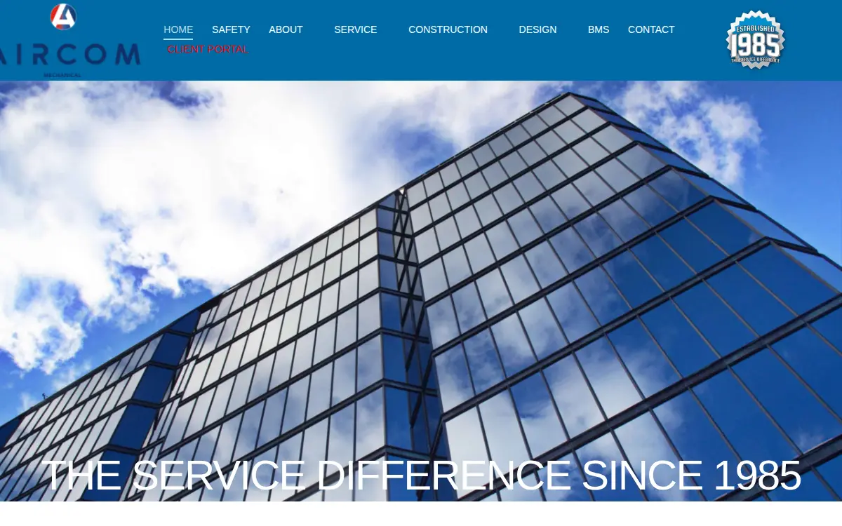 Homepage of Aircom Mechanical