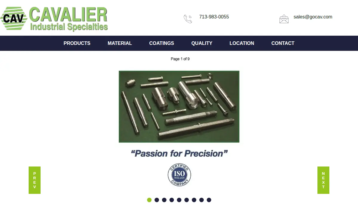 Homepage of Cavalier Bolt & Nut, INC