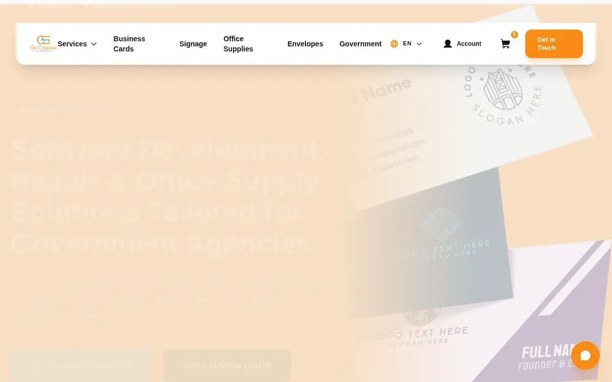 Homepage of Go Creative Studios LLC