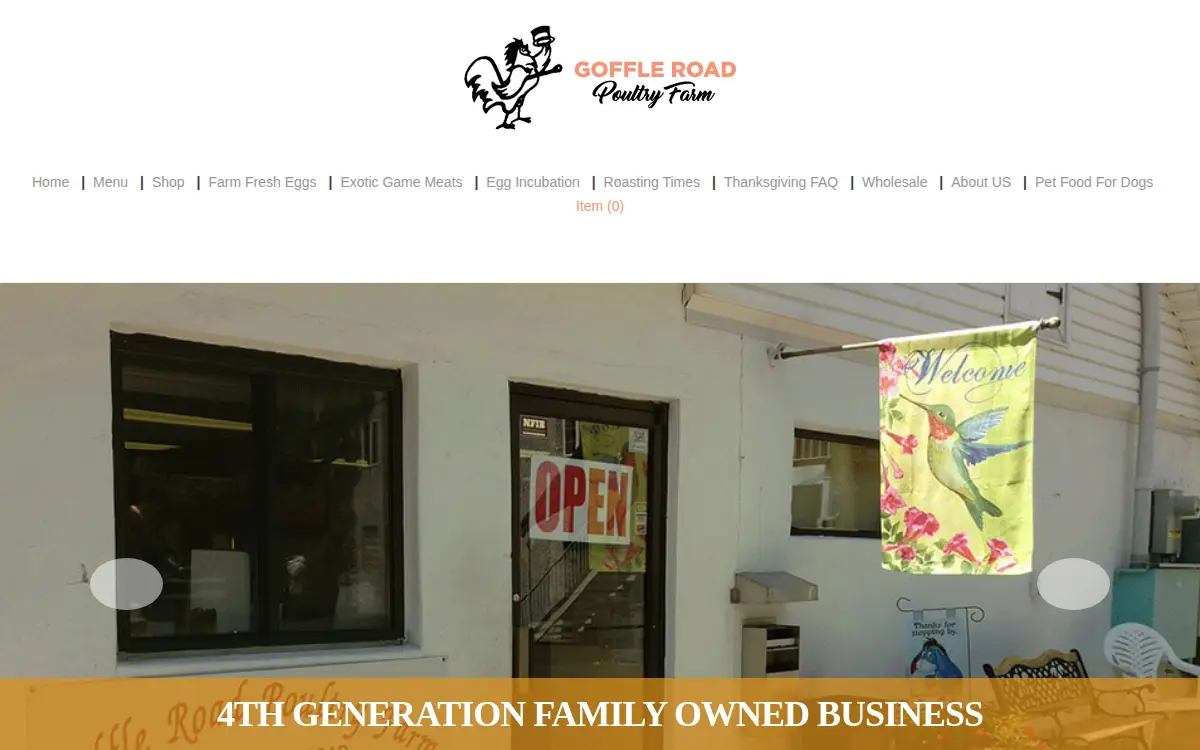 Homepage of Goffle Road Poultry Farm LLC