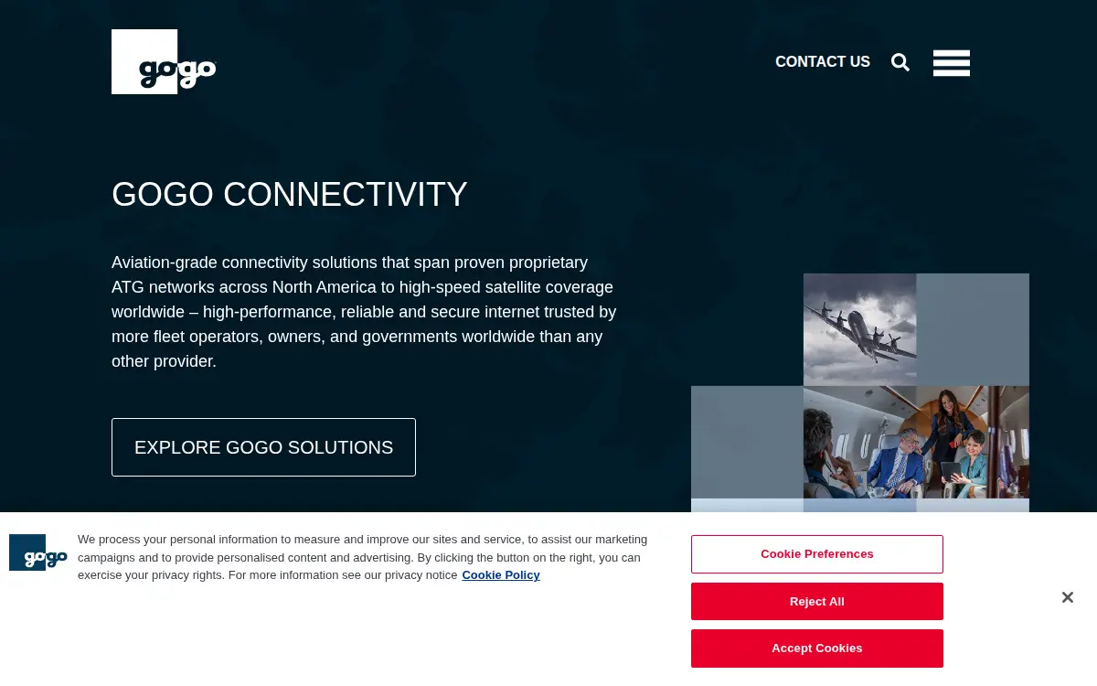Homepage of Gogo Business Aviation LLC