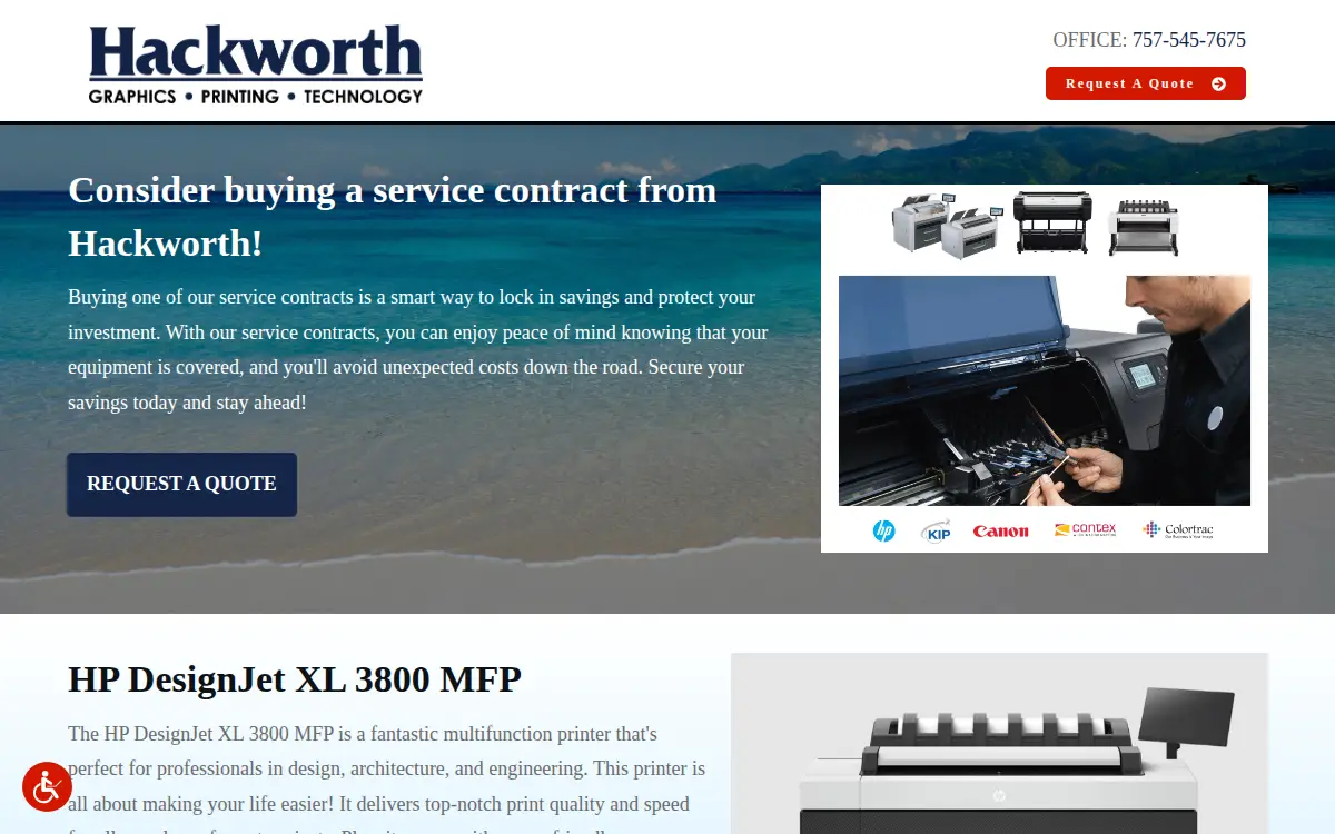 Homepage of Hackworth Reprographics INC.