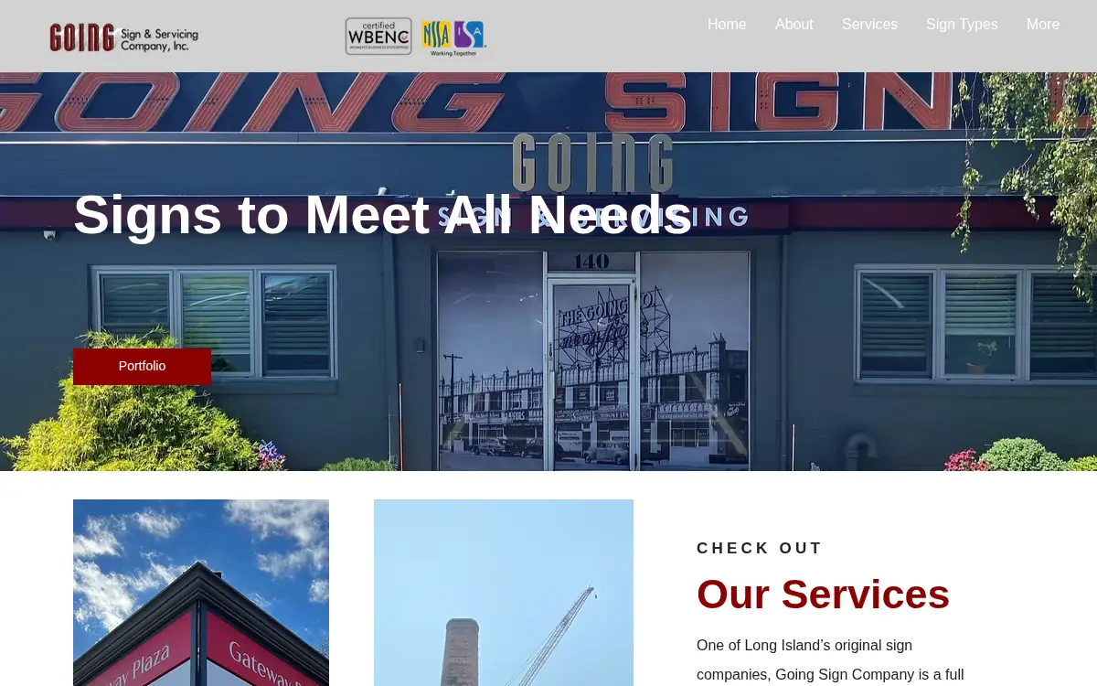 Homepage of Going Sign & Servicing CO INC