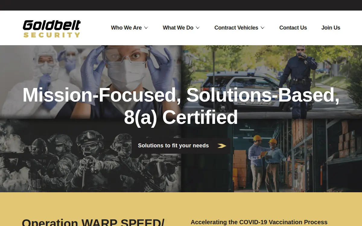 Homepage of Goldbelt Security LLC