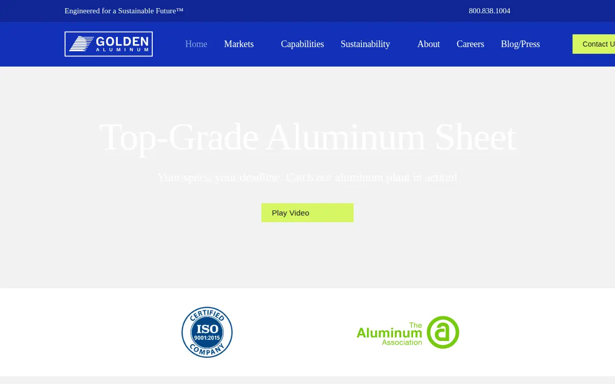 Homepage of Golden Aluminum INC