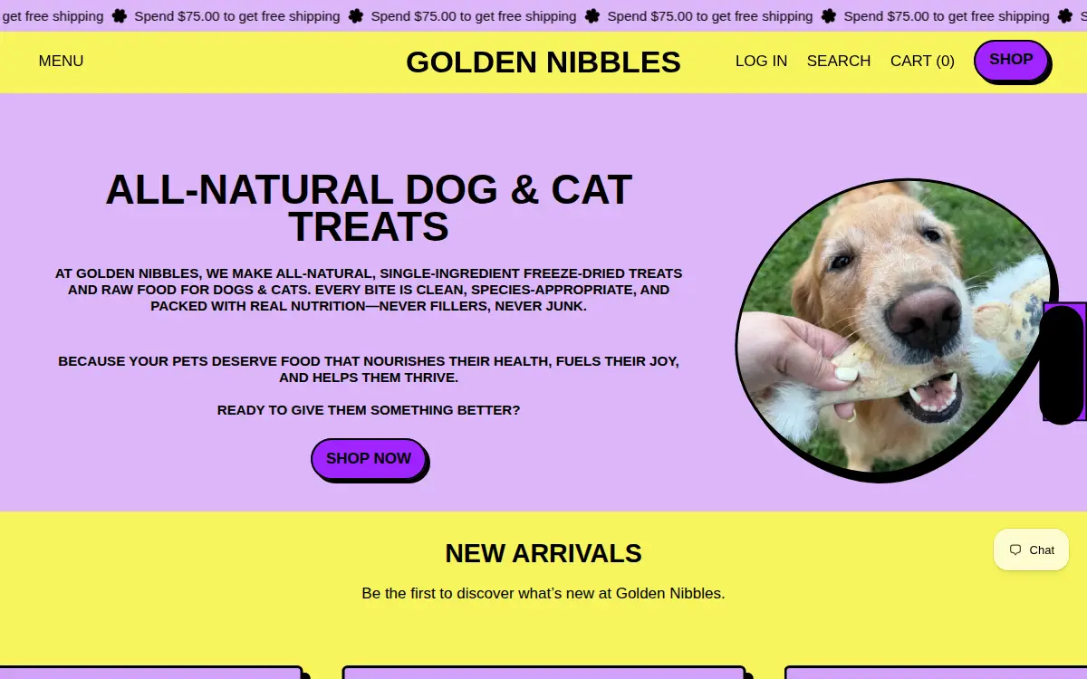 Homepage of Golden Nibbles LLC