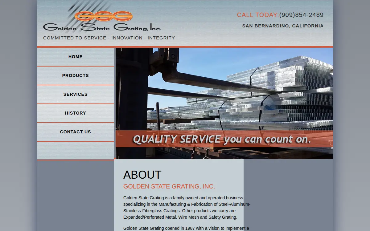 Homepage of Golden State Grating, INC.