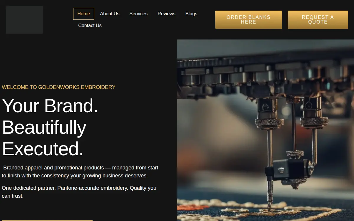 Homepage of Goldenworks Embroidery, L.l.c.
