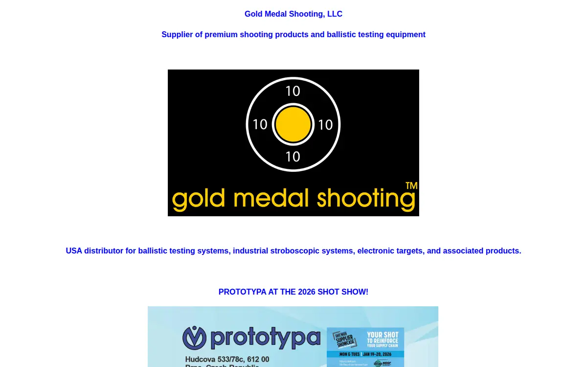 Homepage of Gold Medal Shooting, LLC