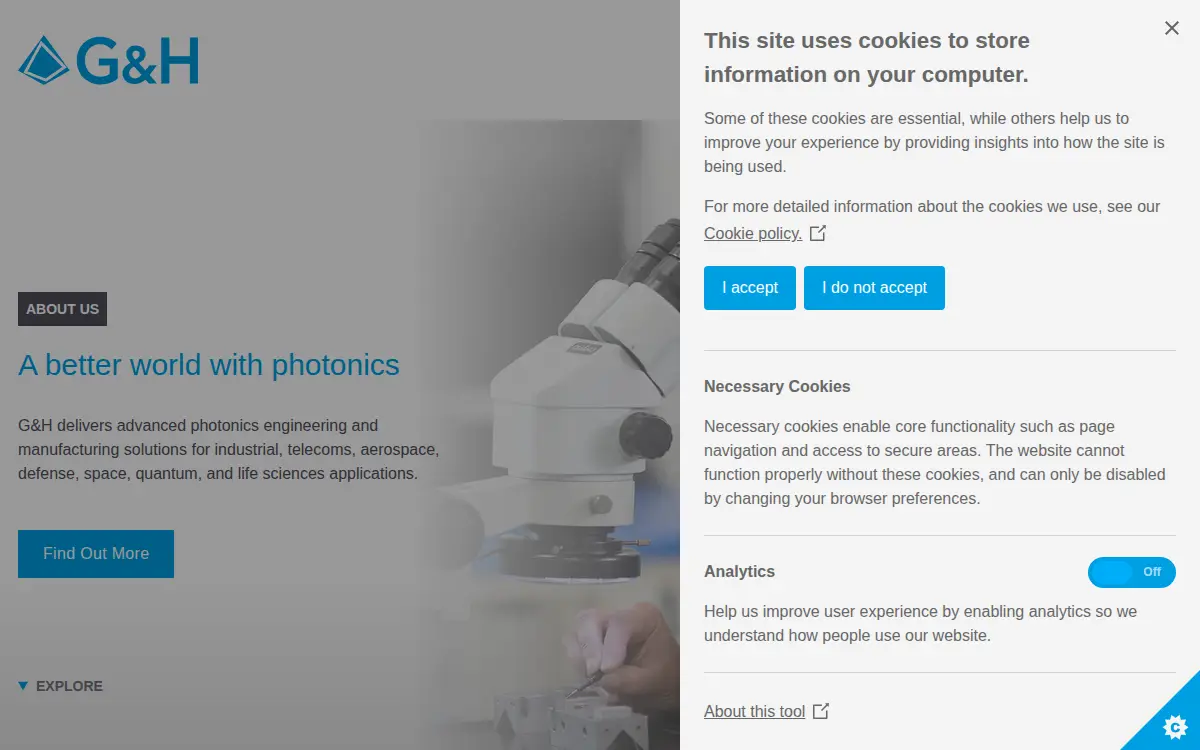 Homepage of Gooch & Housego (palo Alto) LLC
