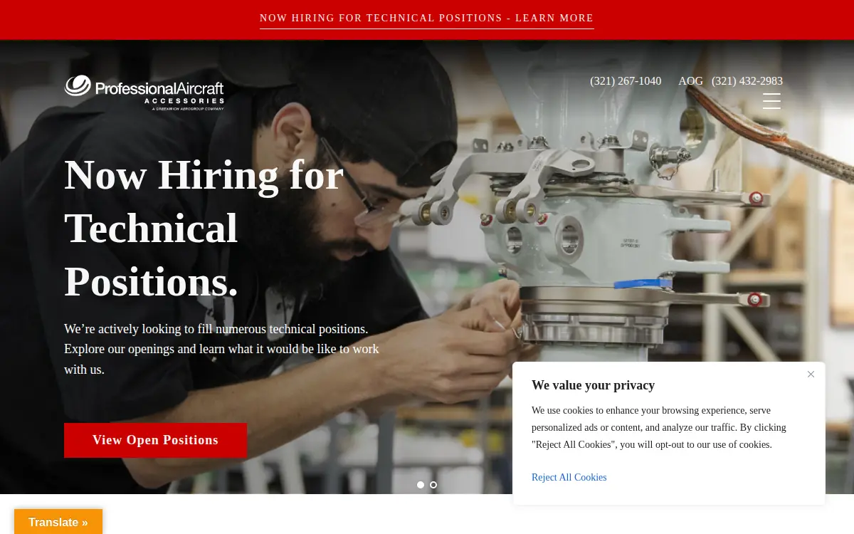 Homepage of Professional Aircraft Accessories INC