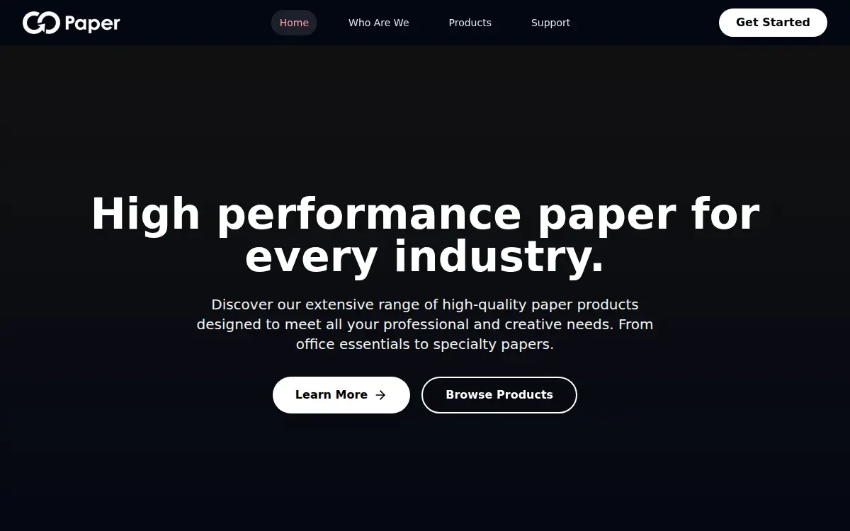 Homepage of Go Paper Industries LLC