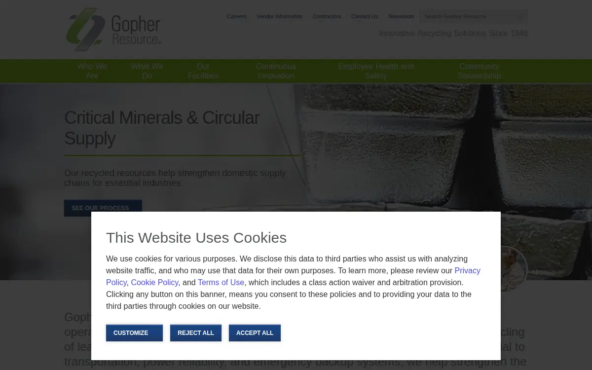 Homepage of Gopher Resource, LLC