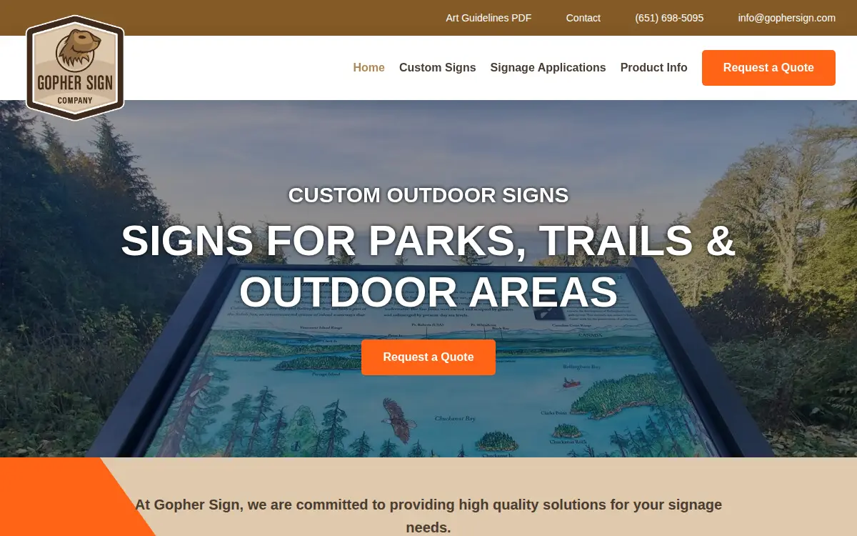Homepage of Gopher Sign CO
