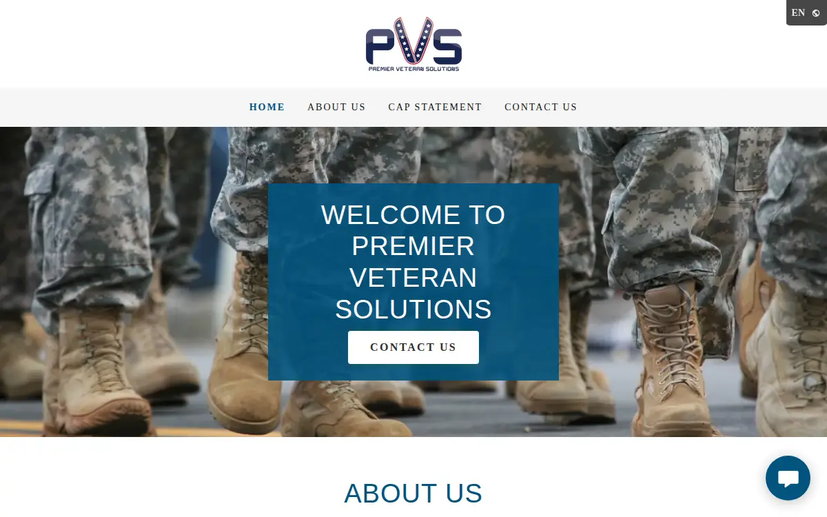 Homepage of Premier Veteran Solutions LLC