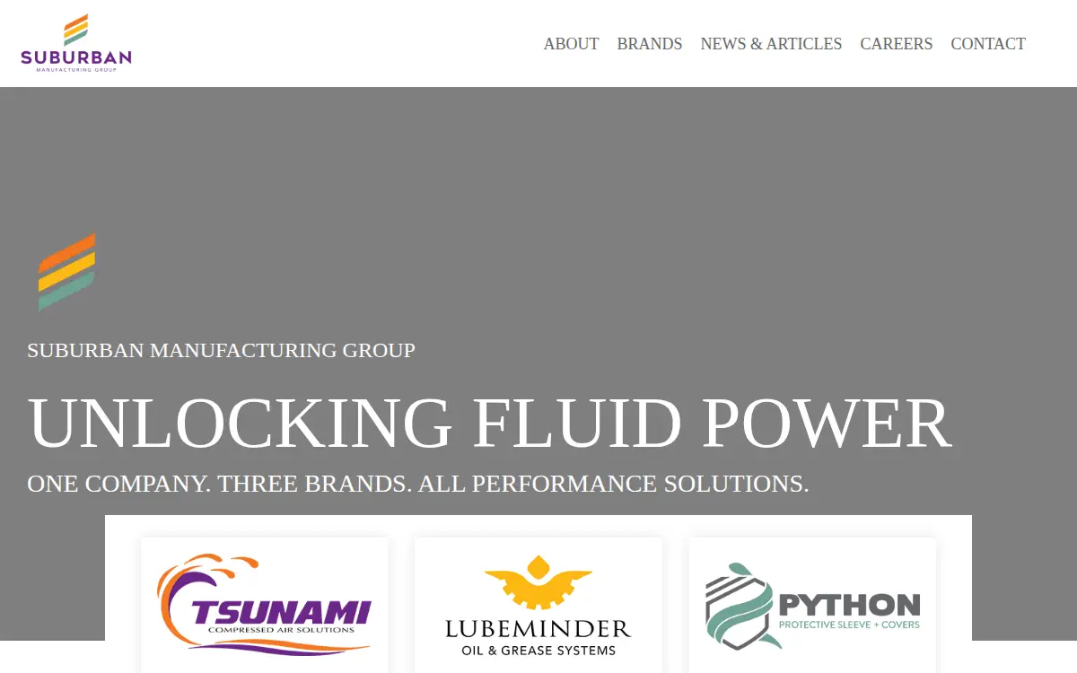 Homepage of Suburban Manufacturing, LLC