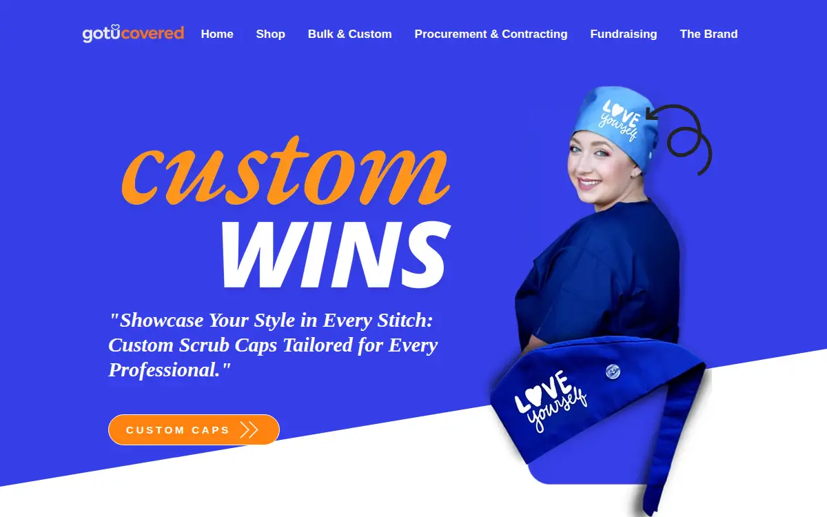 Homepage of Gotucovered Caps LLC