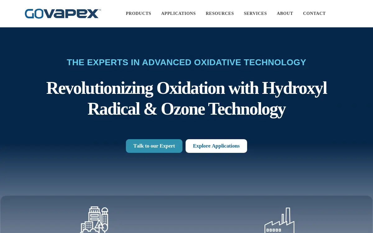 Homepage of Vapex Environmental Technologies, LLC