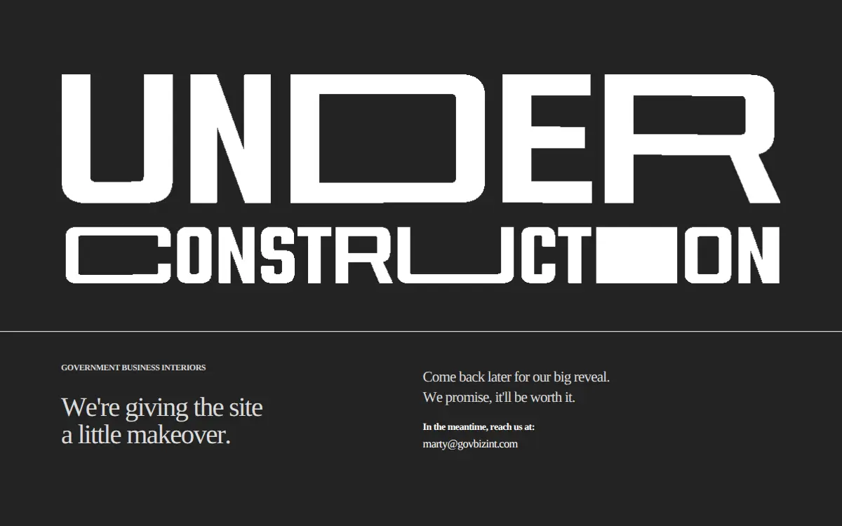 Homepage of Government Business Interiors, LLC