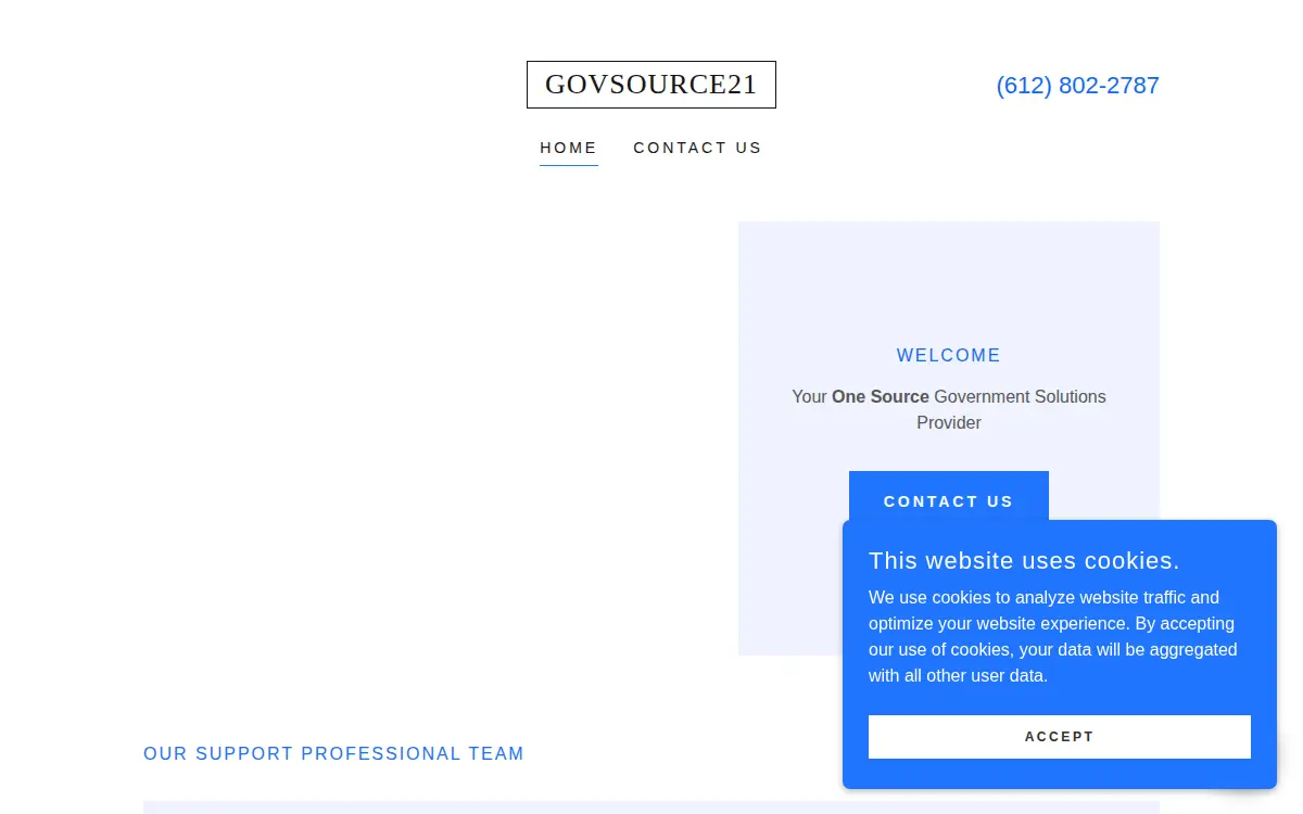 Homepage of Gov Source 21 INC