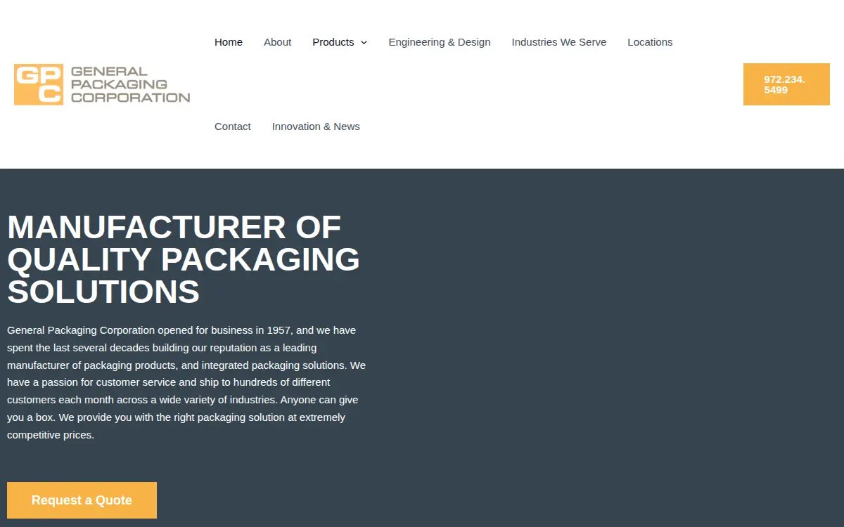 Homepage of General Packaging Corporation