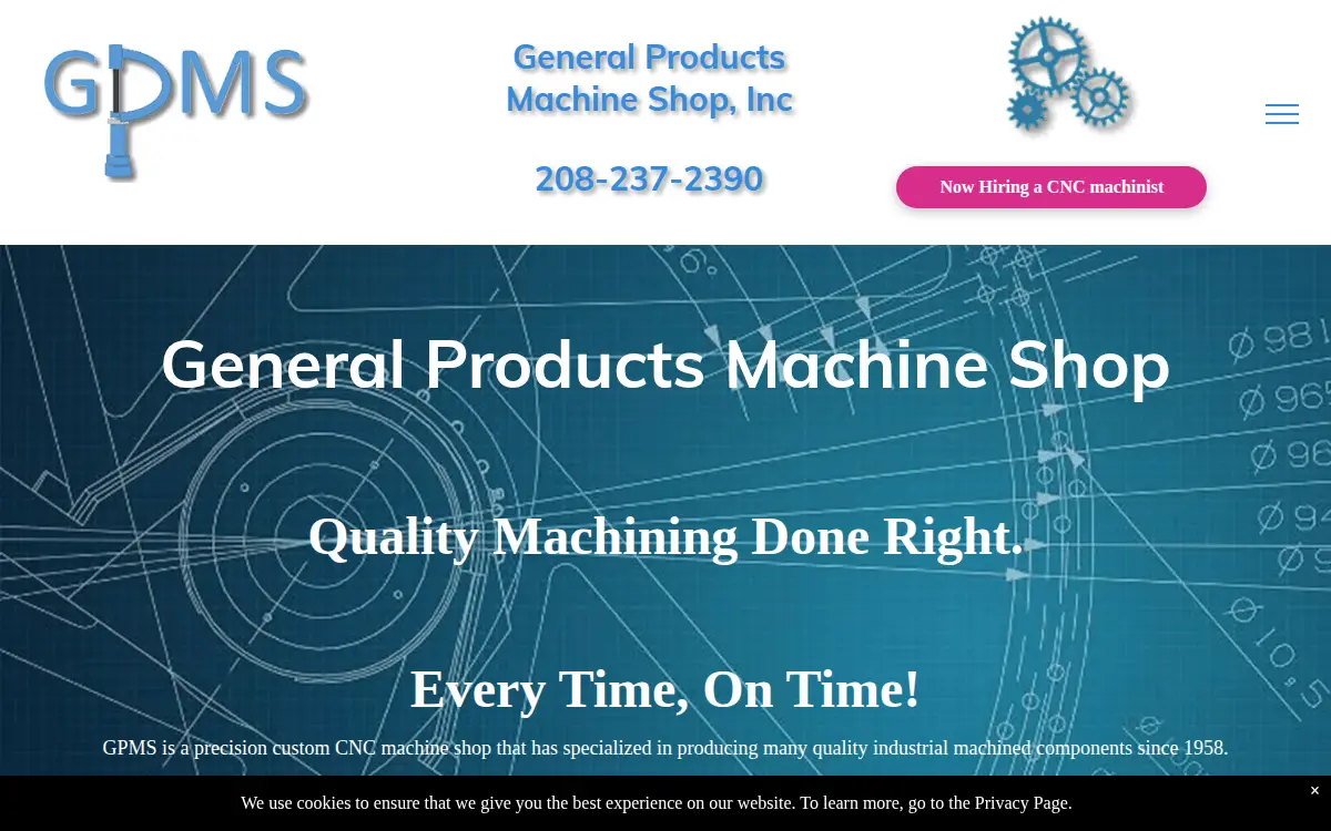 Homepage of General Products Machine Shop INC