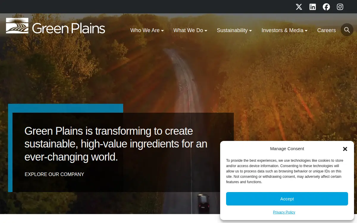 Homepage of Green Plains INC.