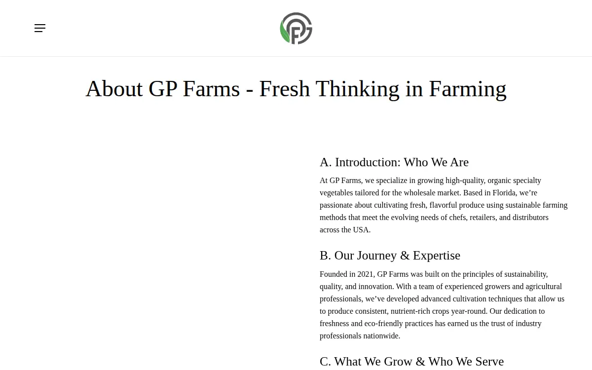 Homepage of Gp Farms, LLC