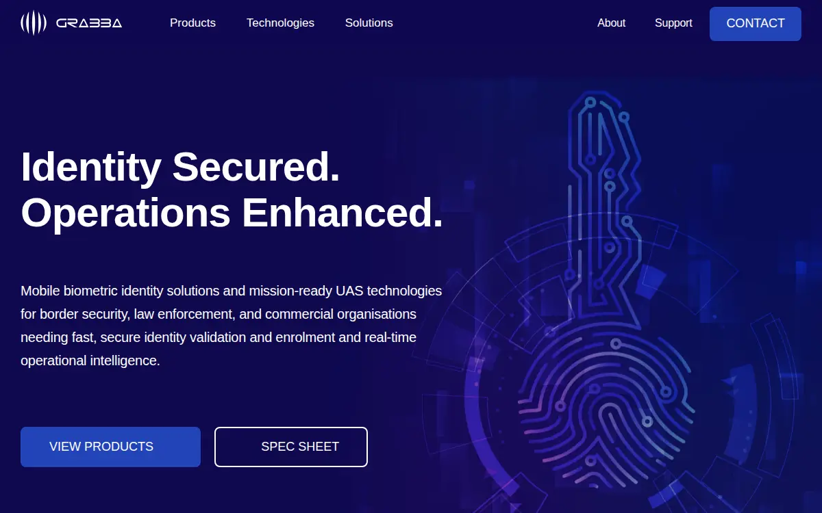 Homepage of Grabba Technologies LLC