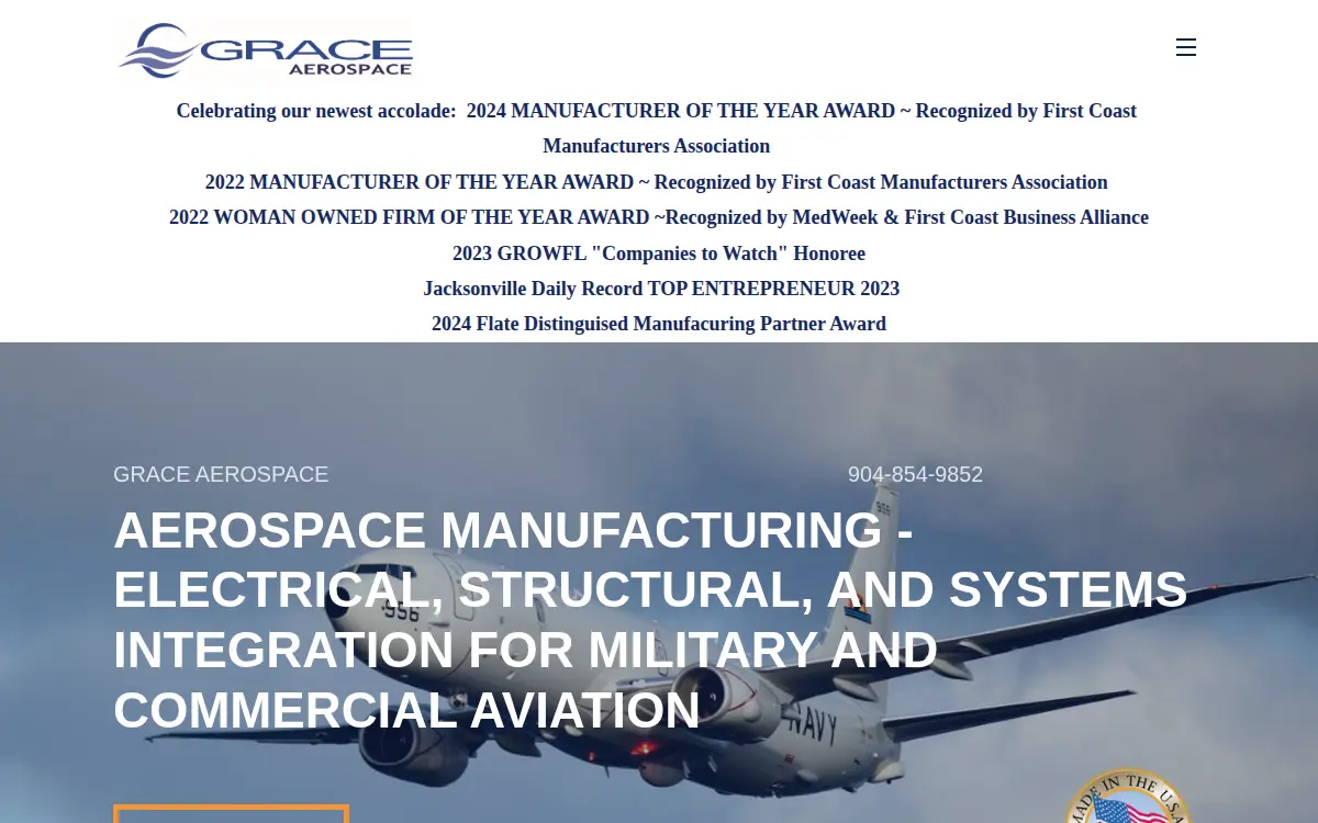 Homepage of Grace Aerospace LLC