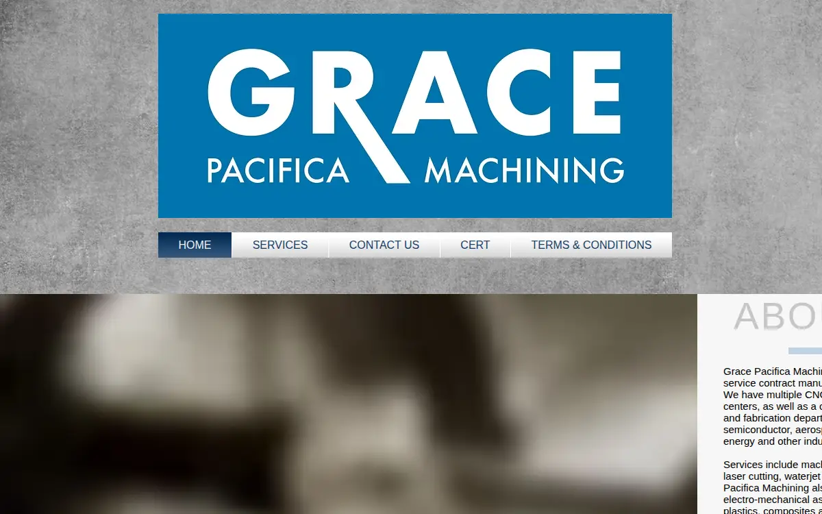 Homepage of Grace Pacifica Machining LLC
