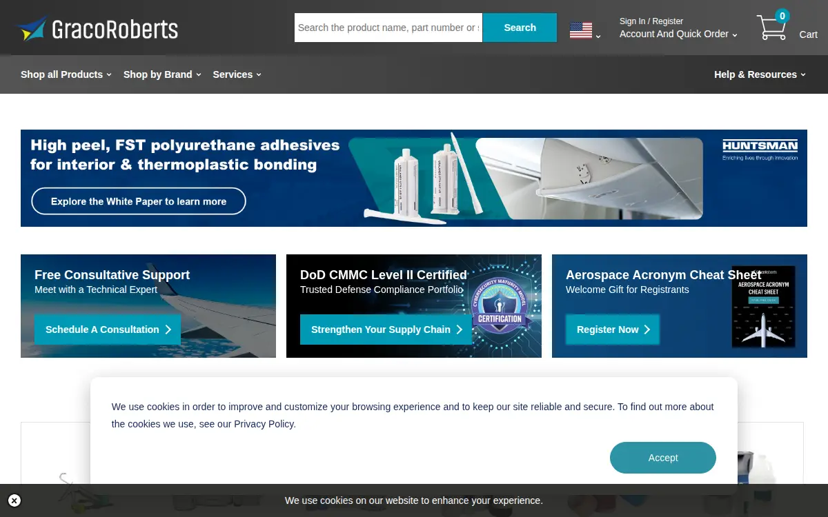 Homepage of Graco Supply Company