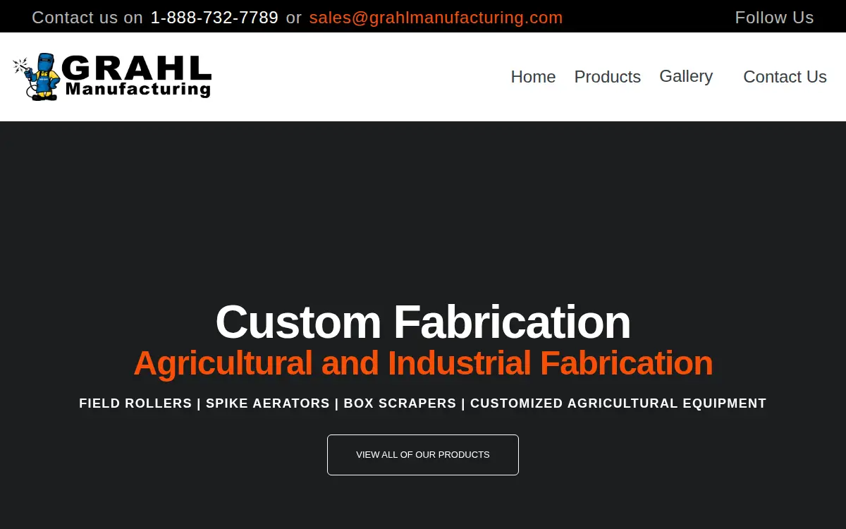 Homepage of Grahl Manufacturing, LLC