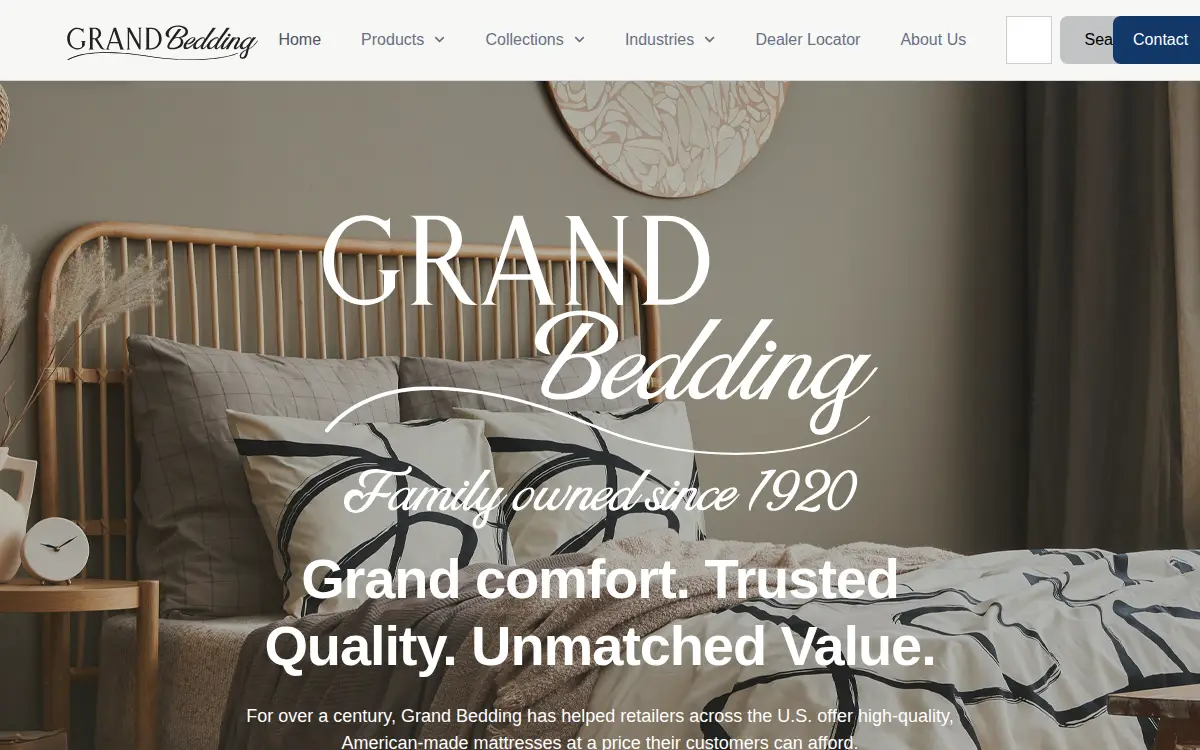 Homepage of Grand Bedding INC
