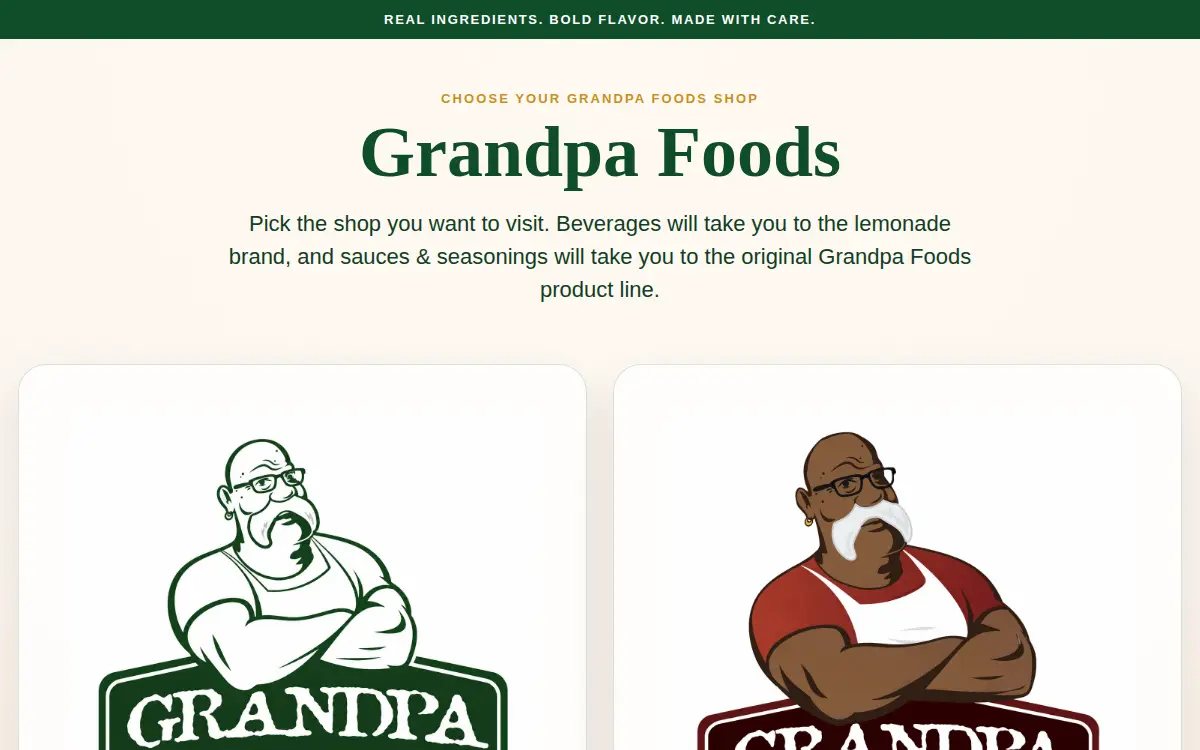 Homepage of Grandpa Foods LLC
