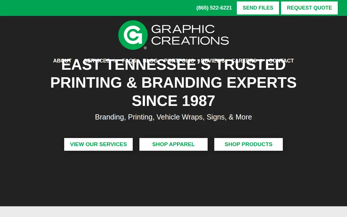 Homepage of Graphic Creations INC.
