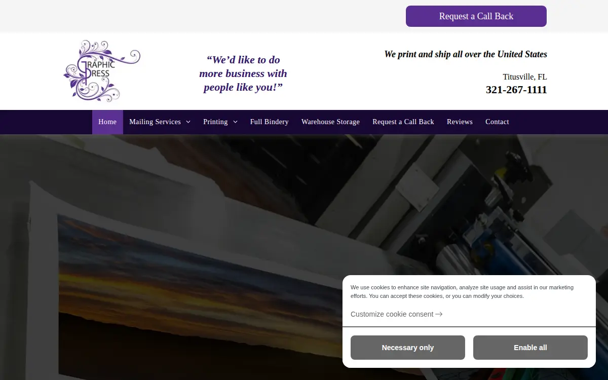 Homepage of Graphic Reproductions, INC