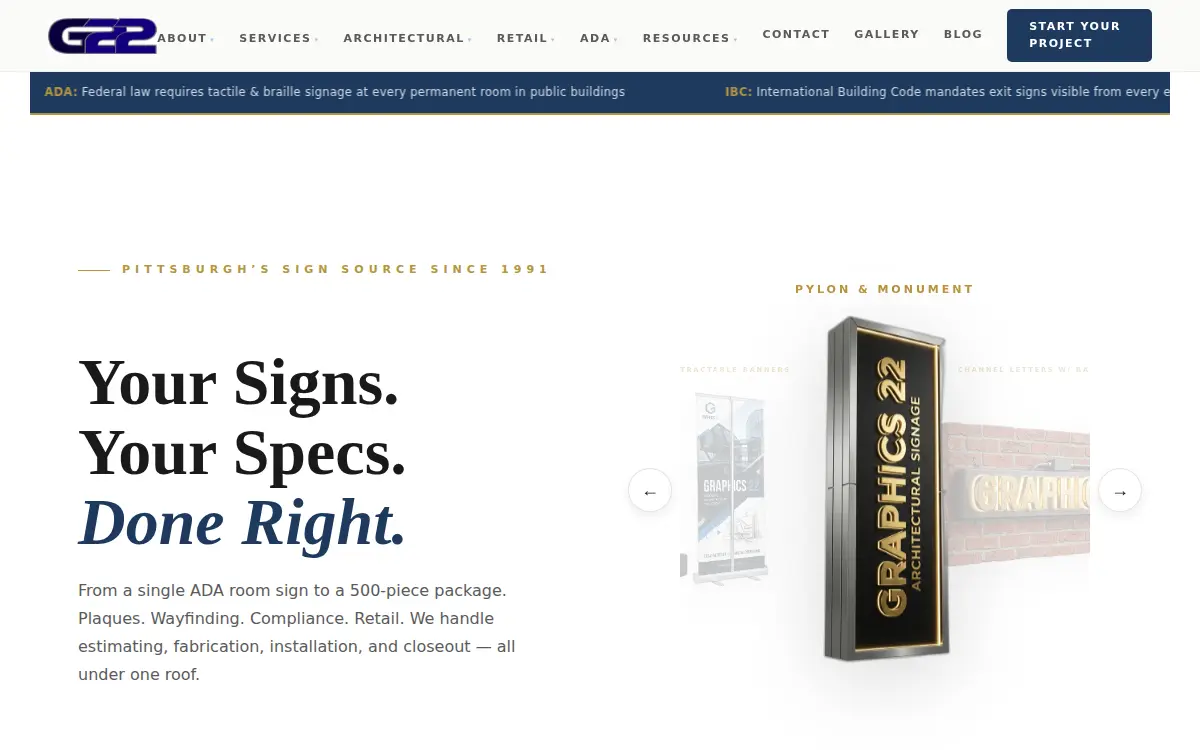 Homepage of Graphics 22 Signs INC
