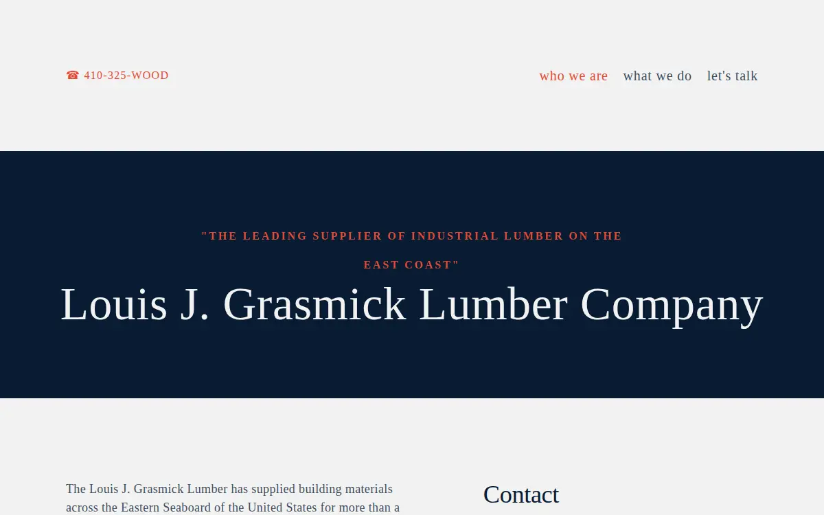 Homepage of Louis J. Grasmick Lumber Co., INC.