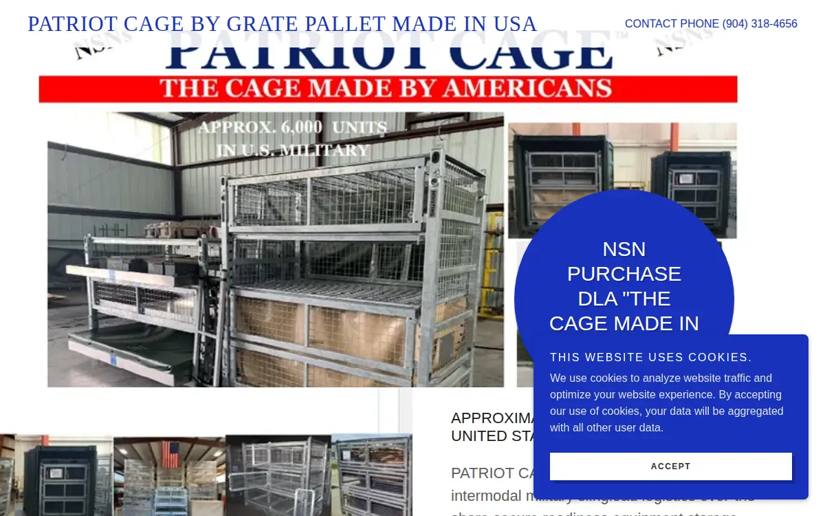 Homepage of Grate Pallet Made in USA LLC