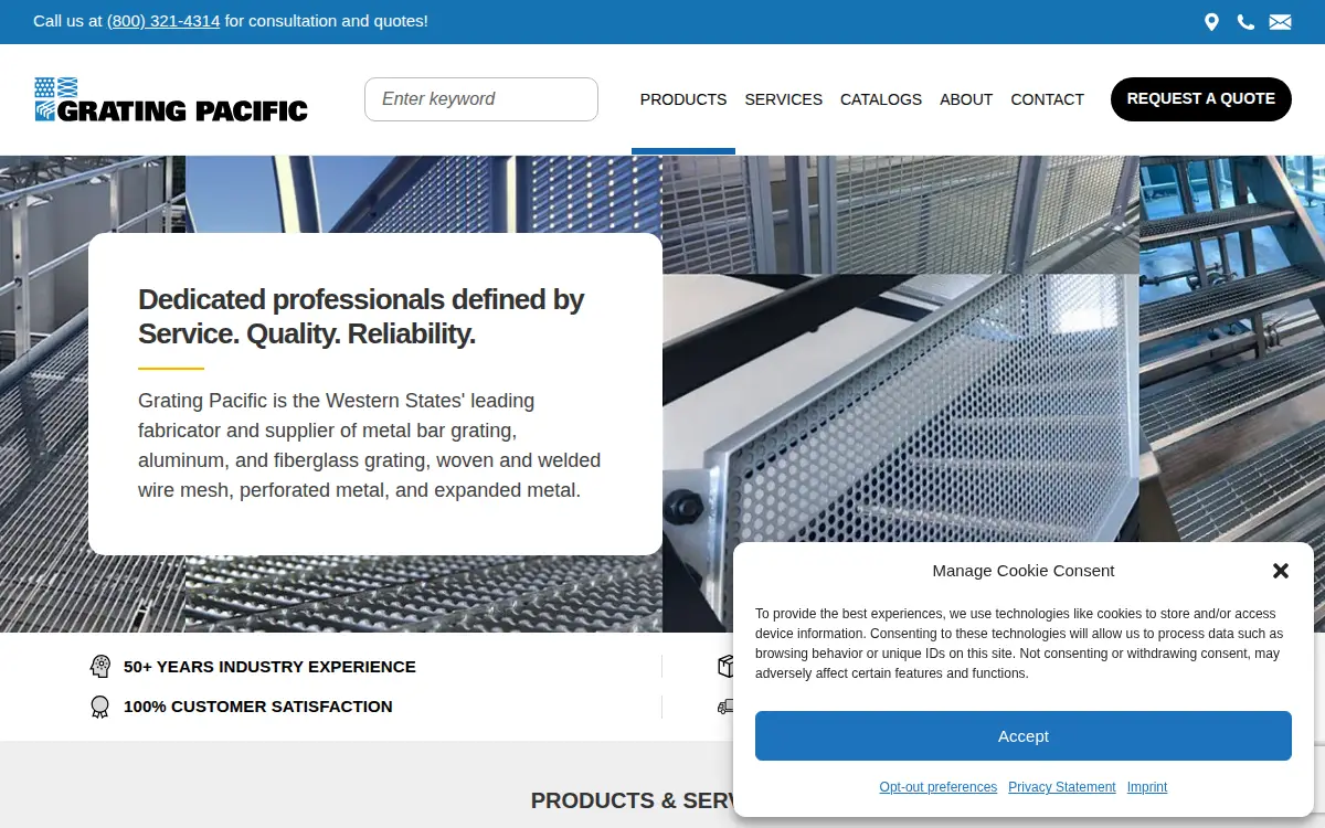 Homepage of Grating Pacific LLC