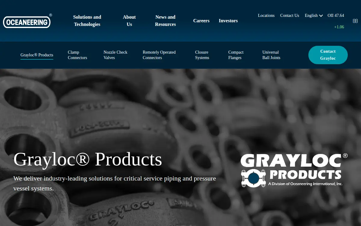 Homepage of Grayloc Products, L.l.c