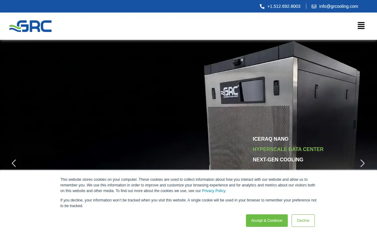 Homepage of Green Revolution Cooling INC