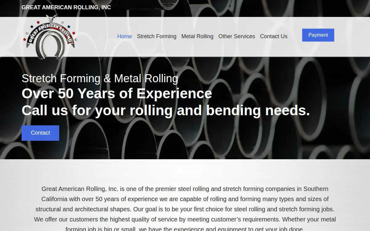 Homepage of Great American Rolling, INC.