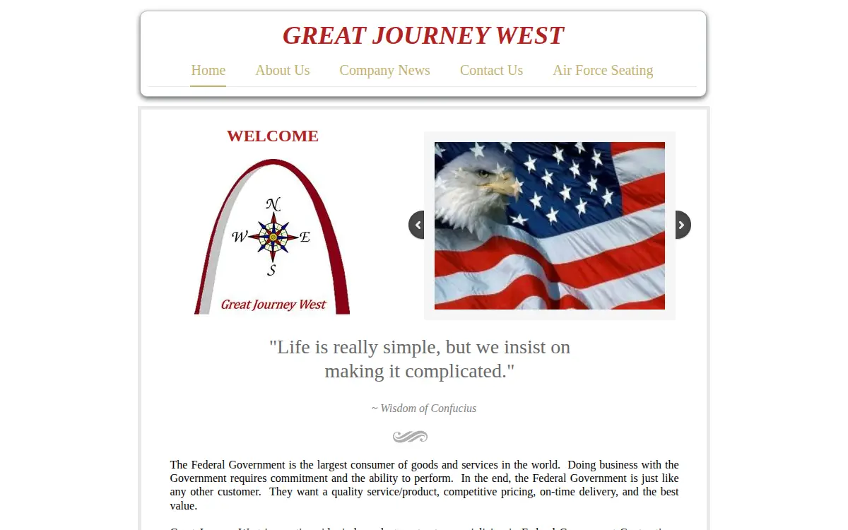 Homepage of Great Journey West, LLC
